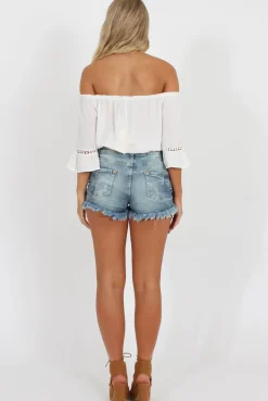 Rebellious Fashion White Cold Shoulder Crop Top - Lola