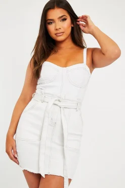 Rebellious Fashion White Contrast Stitch Belted Mini Skirt - Neva