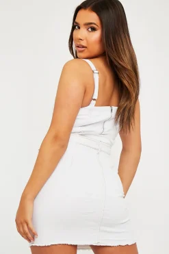 Rebellious Fashion White Contrast Stitch Belted Mini Skirt - Neva