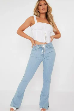 Rebellious Fashion White Corset Lace up Crop Top - Niya