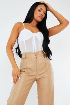 Rebellious Fashion White Corset Mesh Bodysuit - Liela