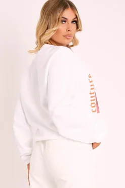 Rebellious Fashion White Couture Graphic Sweatshirt - Verity