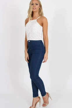 Rebellious Fashion White Crochet Detail Crop Top - Tammy