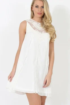 Rebellious Fashion White Crochet Dress - Iva