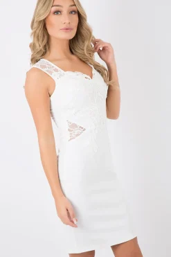 Rebellious Fashion White Crochet Lace Body Dress - Tula