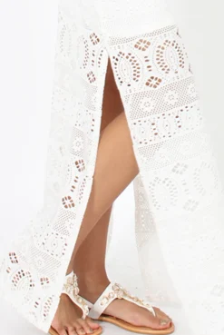 Rebellious Fashion White Crochet Maxi Dress - Paris