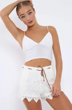 Rebellious Fashion White Crochet Shorts - Esther