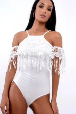 Rebellious Fashion White Crochet Tassel Bodysuit - Chelsea