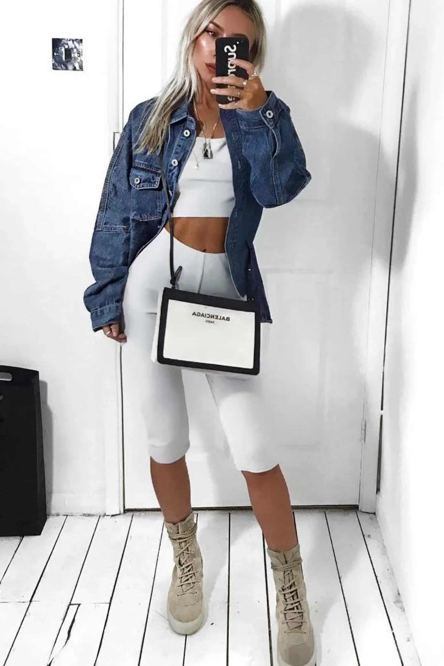Rebellious Fashion White Cropped Top and Leggings Co-Ords - Remini