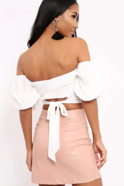Rebellious Fashion White Crop Top With Ruffle Sleeves - Fenix