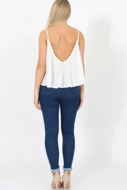 Rebellious Fashion White Cross Front Detail Crop Top - Laurie