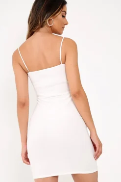 Rebellious Fashion White Cross Over Plunge Mini Dress - Livianna