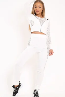 Rebellious Fashion White Cut Out Side Panel Tracksuit - Miela