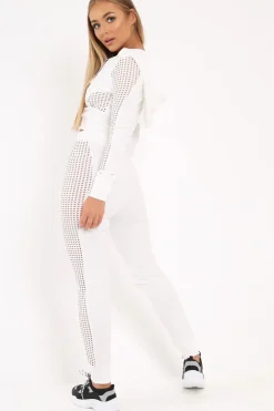 Rebellious Fashion White Cut Out Side Panel Tracksuit - Miela