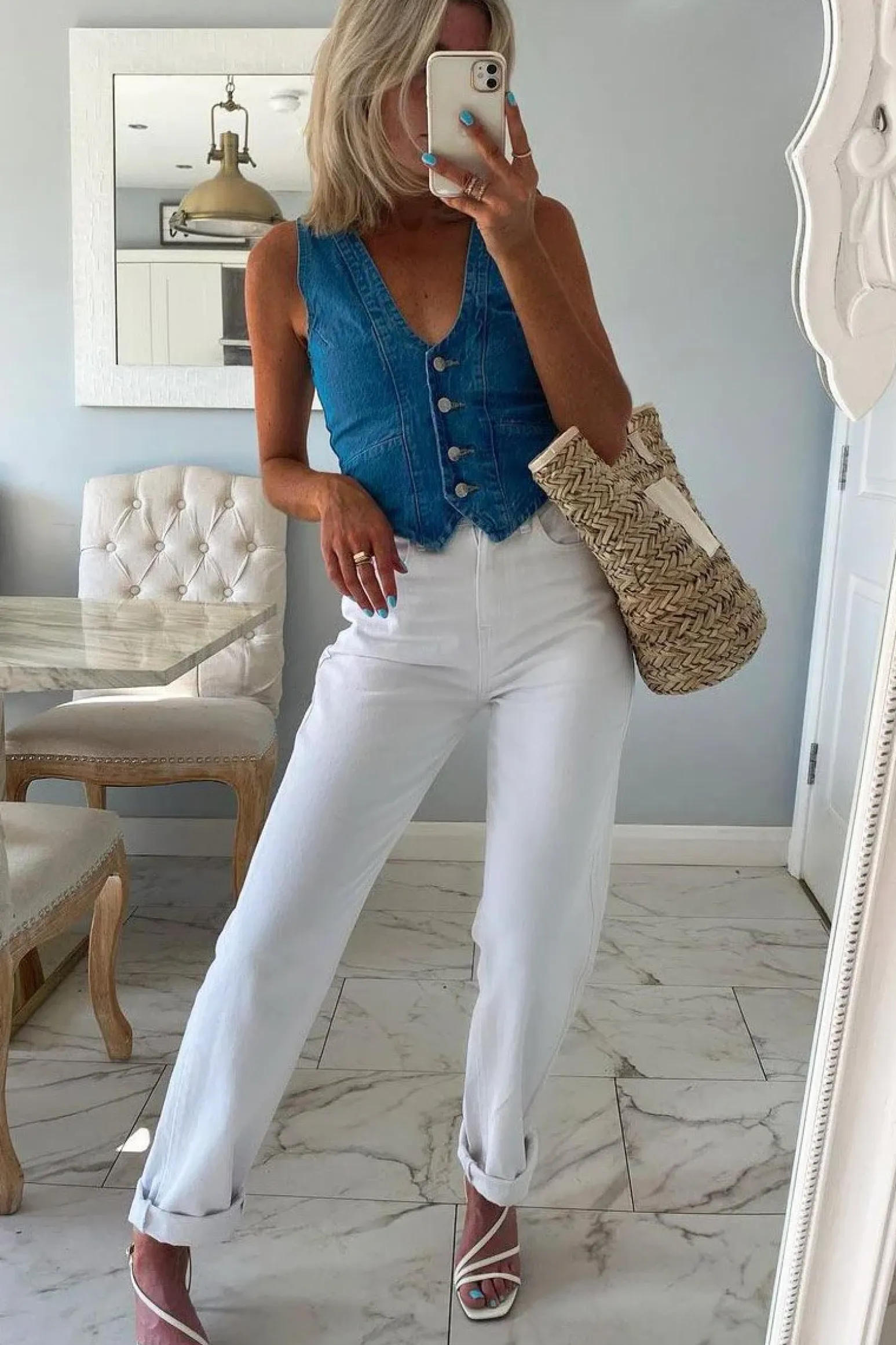 Rebellious Fashion White Denim Extra Long Straight Leg Jeans - Blaise
