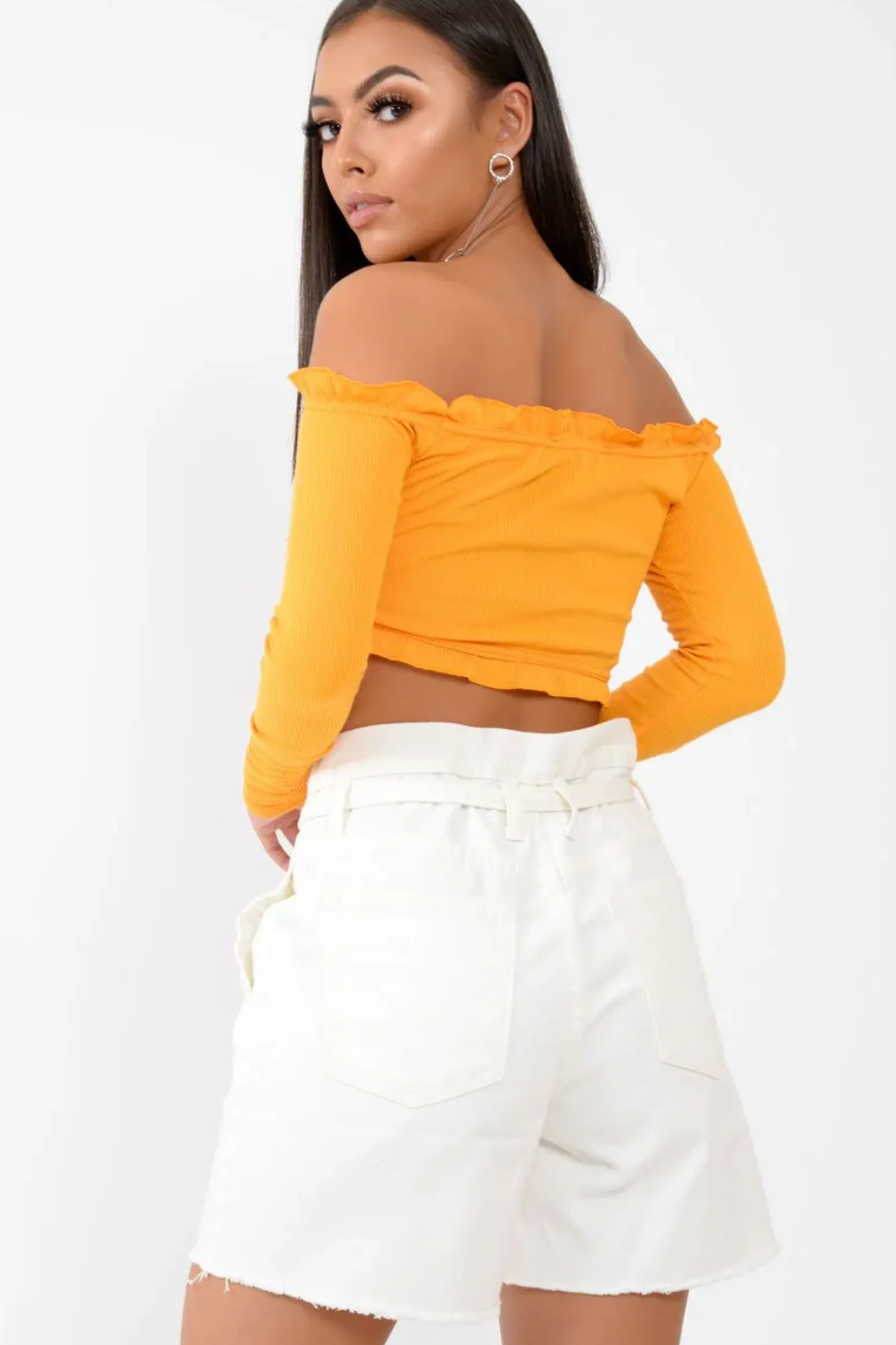 Rebellious Fashion White Denim Paper Bag Shorts - Betti
