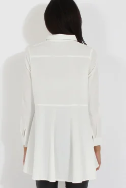 Rebellious Fashion White Dipped Hem Shirt - Paloma