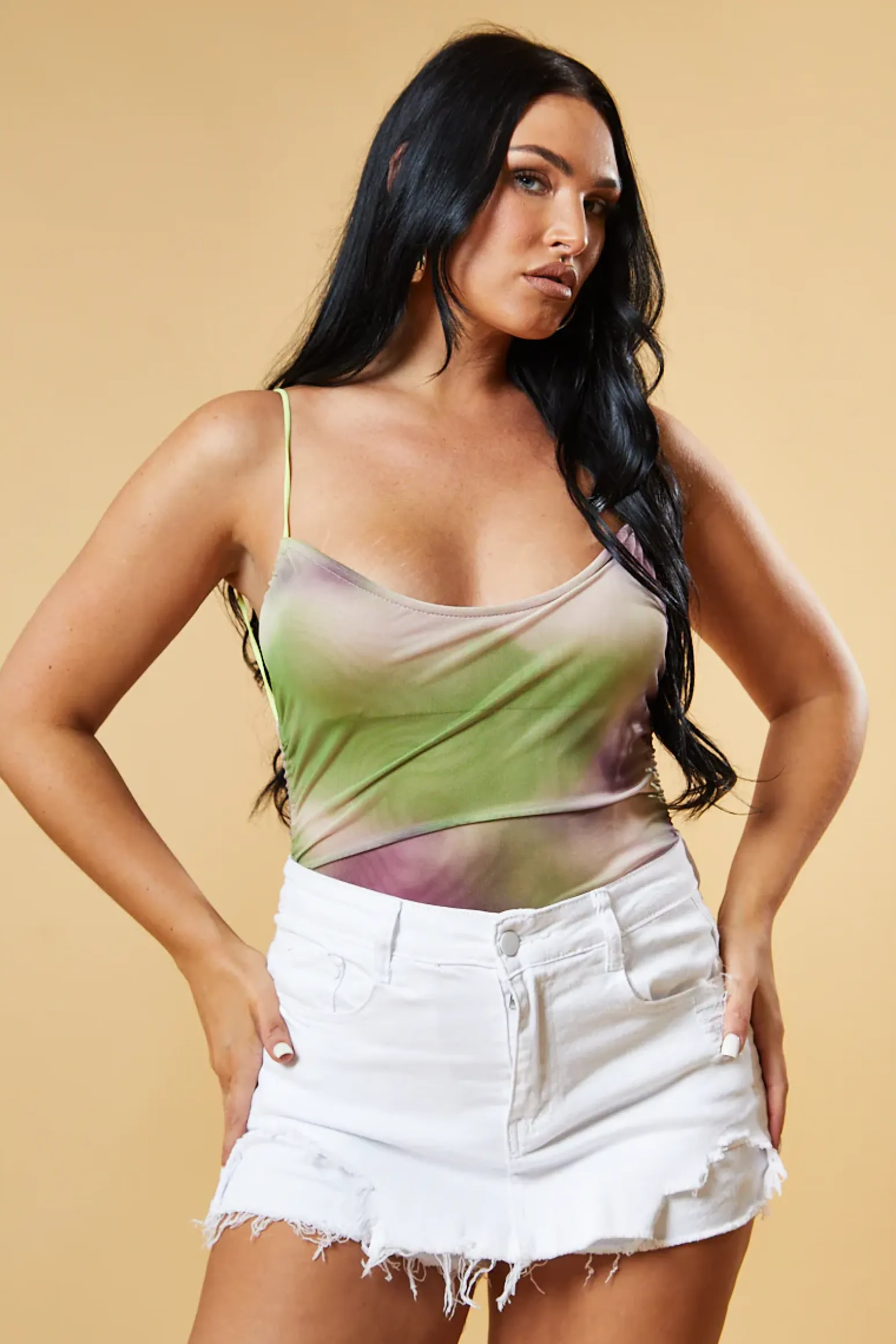 Rebellious Fashion White Distressed Denim Skort - Miki