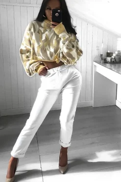 Rebellious Fashion White Elasticated Tie Waist Joggers - Cerena