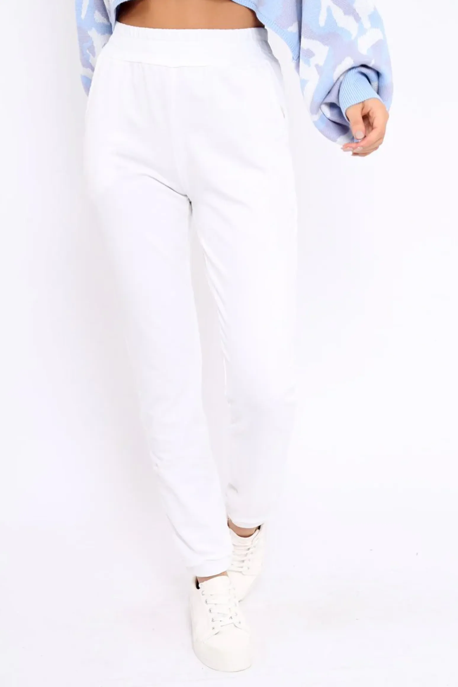 Rebellious Fashion White Elasticated Waist Joggers - Trina