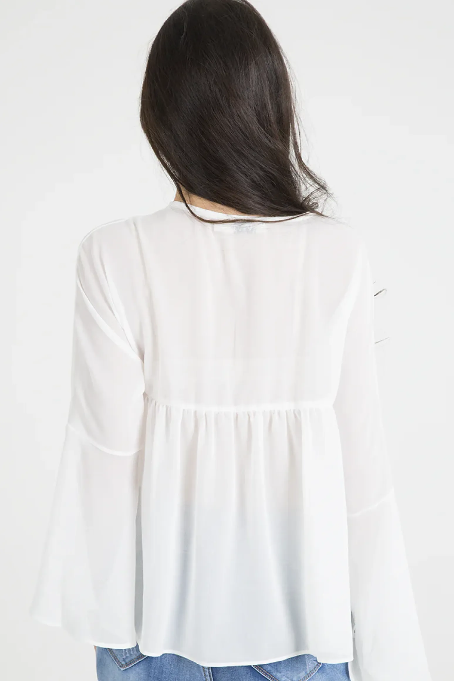 Rebellious Fashion White Embroidered Bell Sleeve Blouse - Felicia