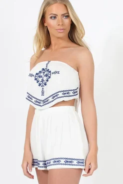 Rebellious Fashion White Embroidered Co-Ord - Athena