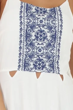 Rebellious Fashion White Embroidered Tassel Dress - Anastasia