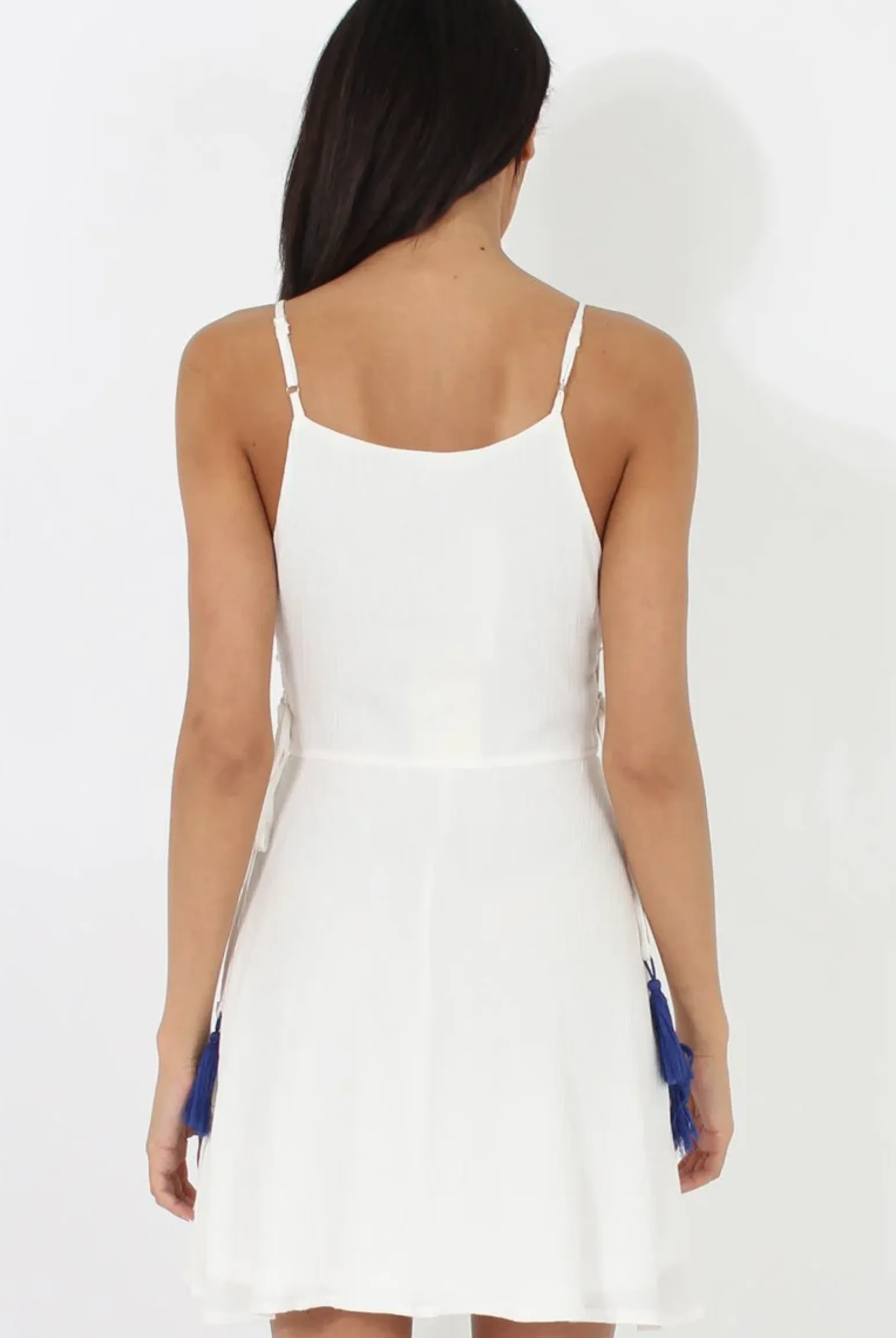 Rebellious Fashion White Embroidered Tassel Dress - Anastasia