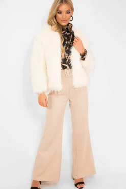 Rebellious Fashion White Faux Fur Coat - Livy