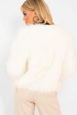Rebellious Fashion White Faux Fur Coat - Livy