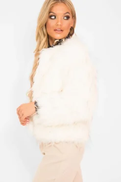 Rebellious Fashion White Faux Fur Coat - Livy