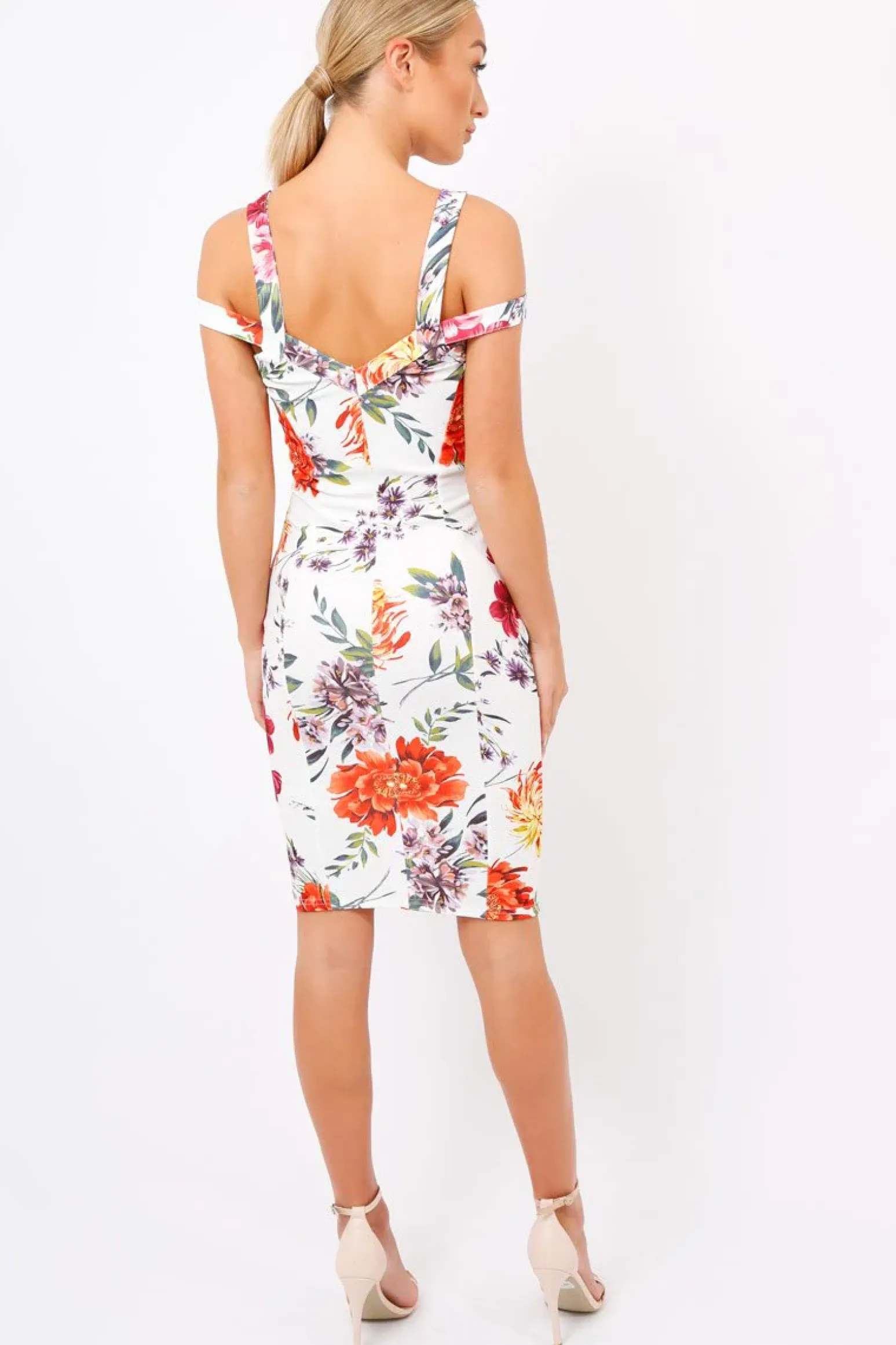Rebellious Fashion White Floral Cross Over Strap Dress - Briony