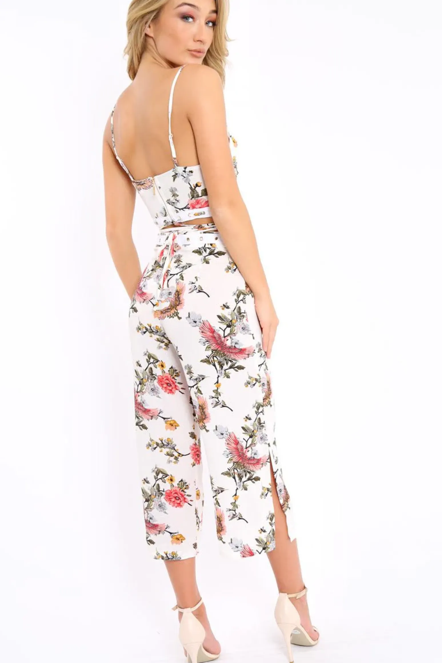 Rebellious Fashion White Floral Cullotes - Destini