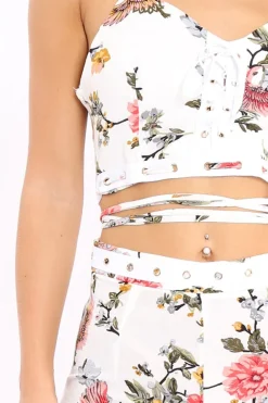 Rebellious Fashion White Floral Cullotes - Destini
