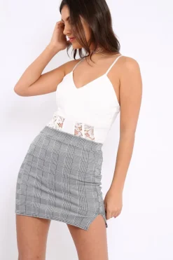 Rebellious Fashion White Floral Cut Out Bodysuit - Tracy