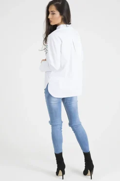 Rebellious Fashion White Floral Embroidered Shirt - Lara