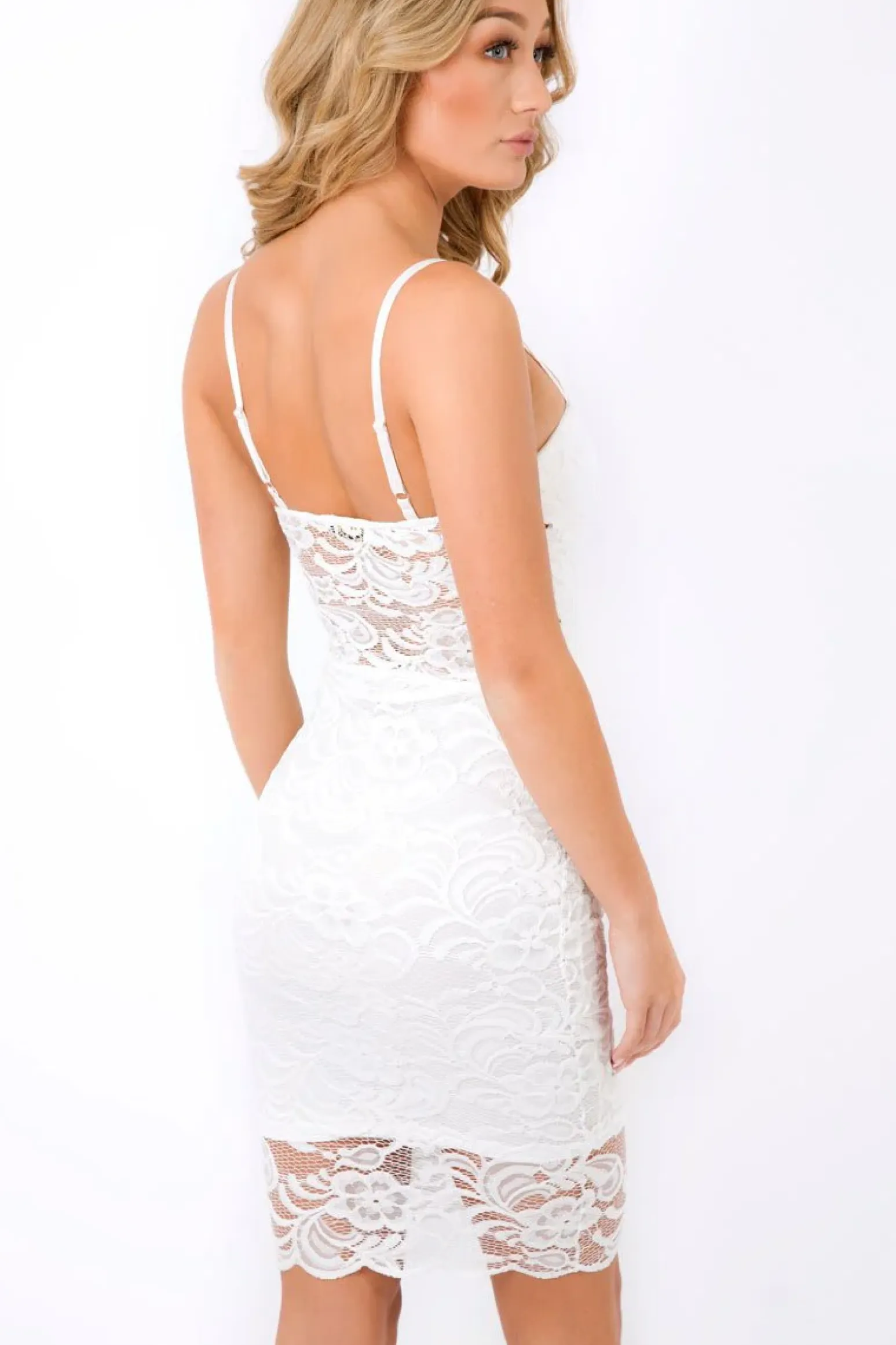 Rebellious Fashion White Floral Lace Up Front Mini Dress - Maci