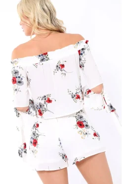 Rebellious Fashion White Floral Print Shorts - Joney