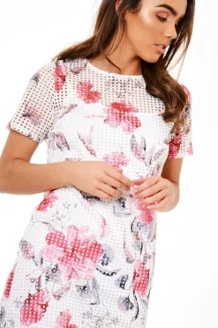 Rebellious Fashion White Floral Spot Dress - Betsy