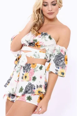 Rebellious Fashion White Floral Top - Adana