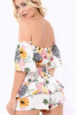 Rebellious Fashion White Floral Top - Adana