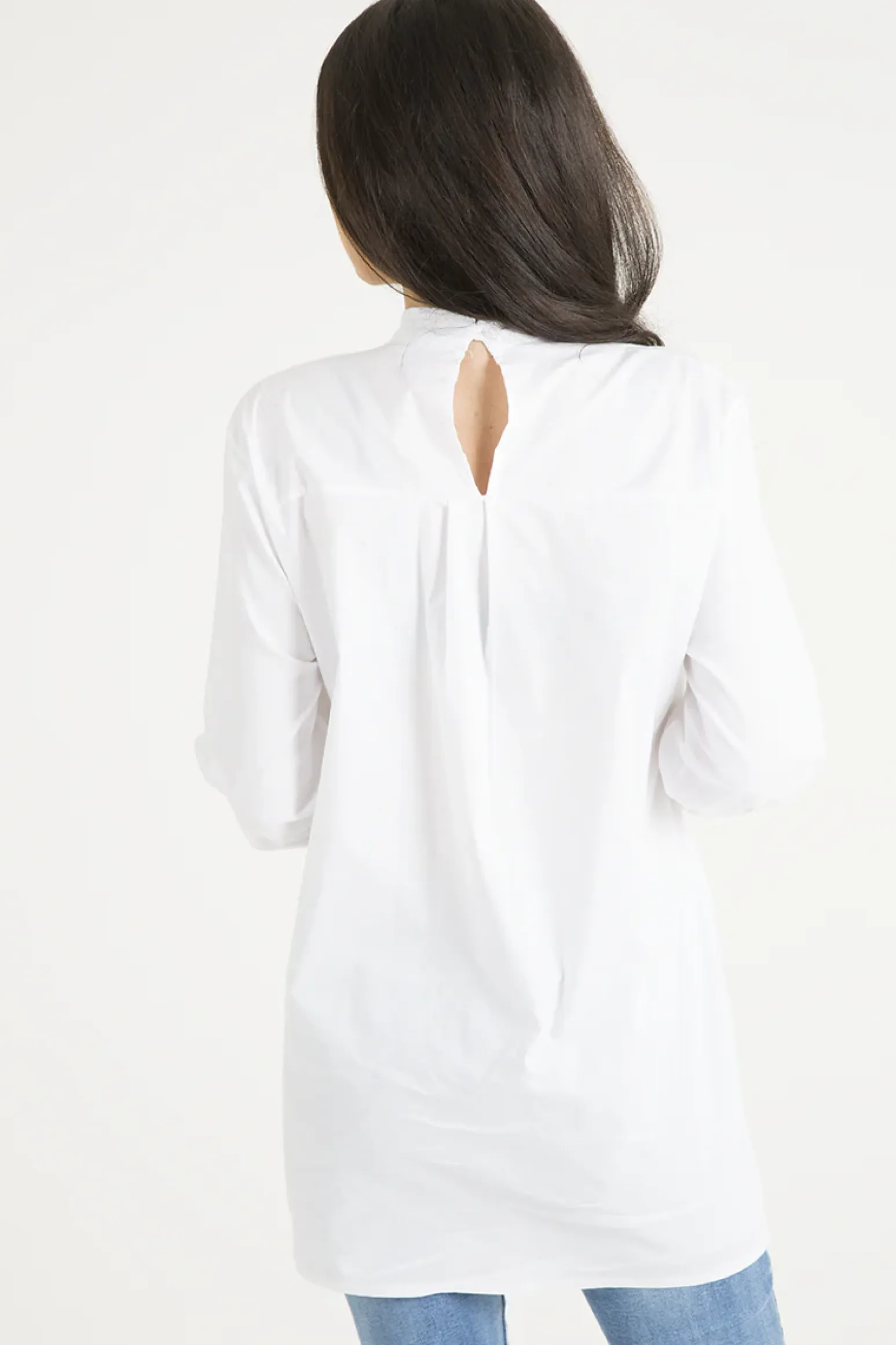 Rebellious Fashion White Frill Detail Oversized Shirt - Lydia
