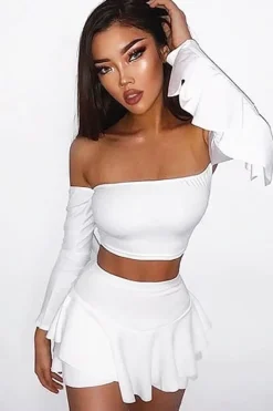Rebellious Fashion White Frill High Waisted Shorts - Claudelle