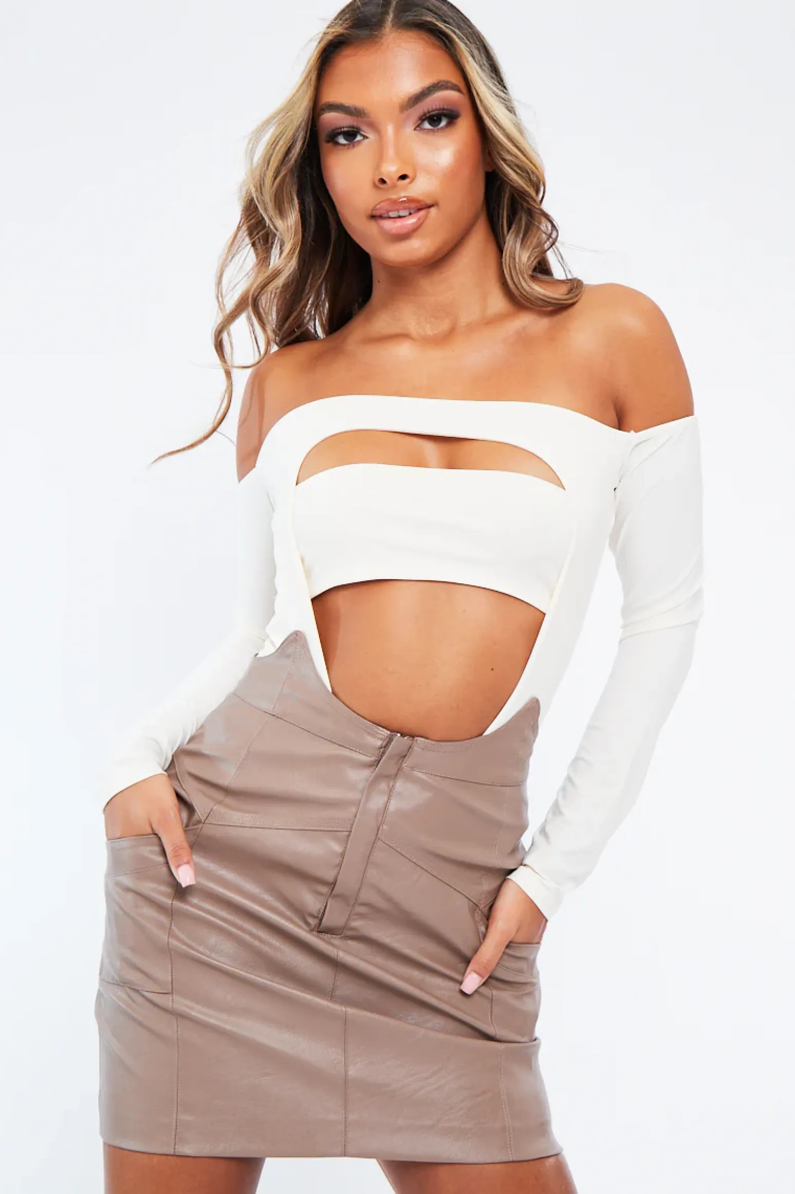 Rebellious Fashion White Front Cut out Bodysuit - Kripa