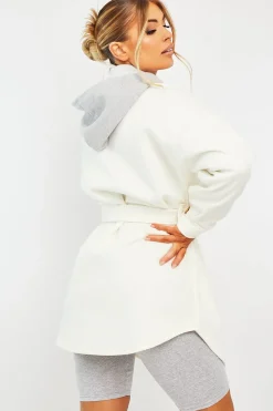 Rebellious Fashion White Front Pocket Belted Shacket - Ranessa