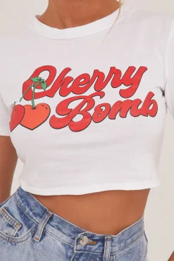 Rebellious Fashion White Graphic Print Cropped T-shirt - Jayden