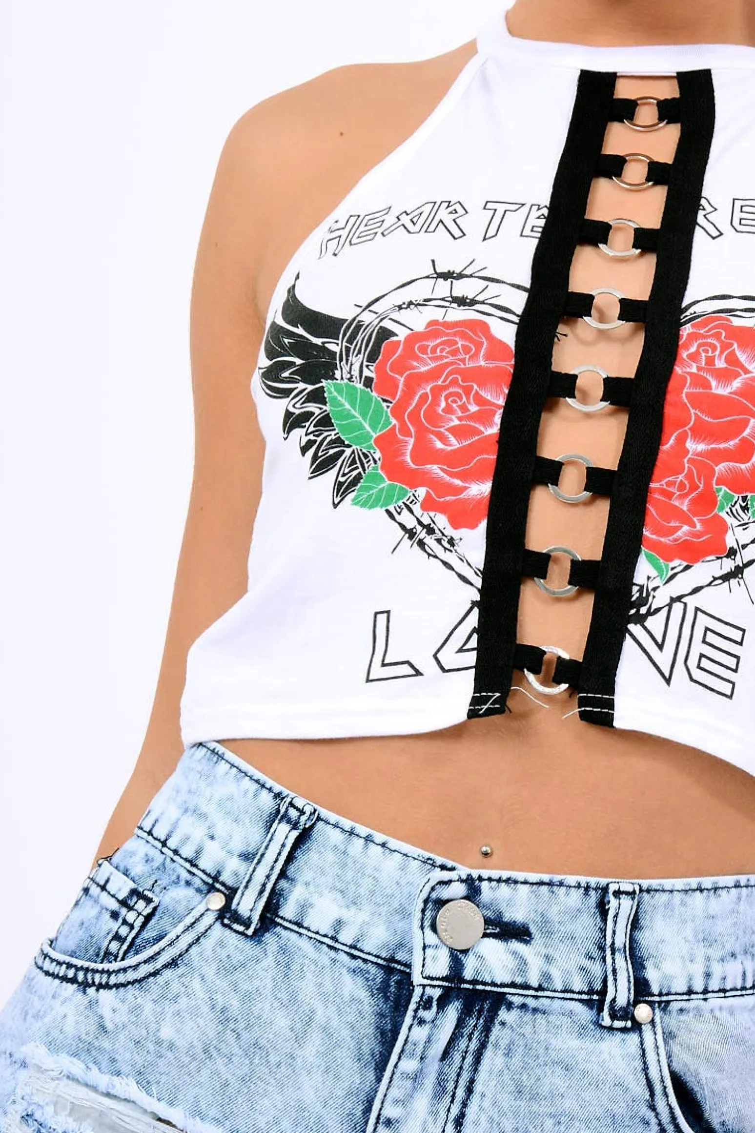 Rebellious Fashion White Heart Breaker Crop Top - Pheonix