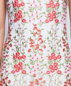 Rebellious Fashion White High Neck Embroidered Dress - Raven
