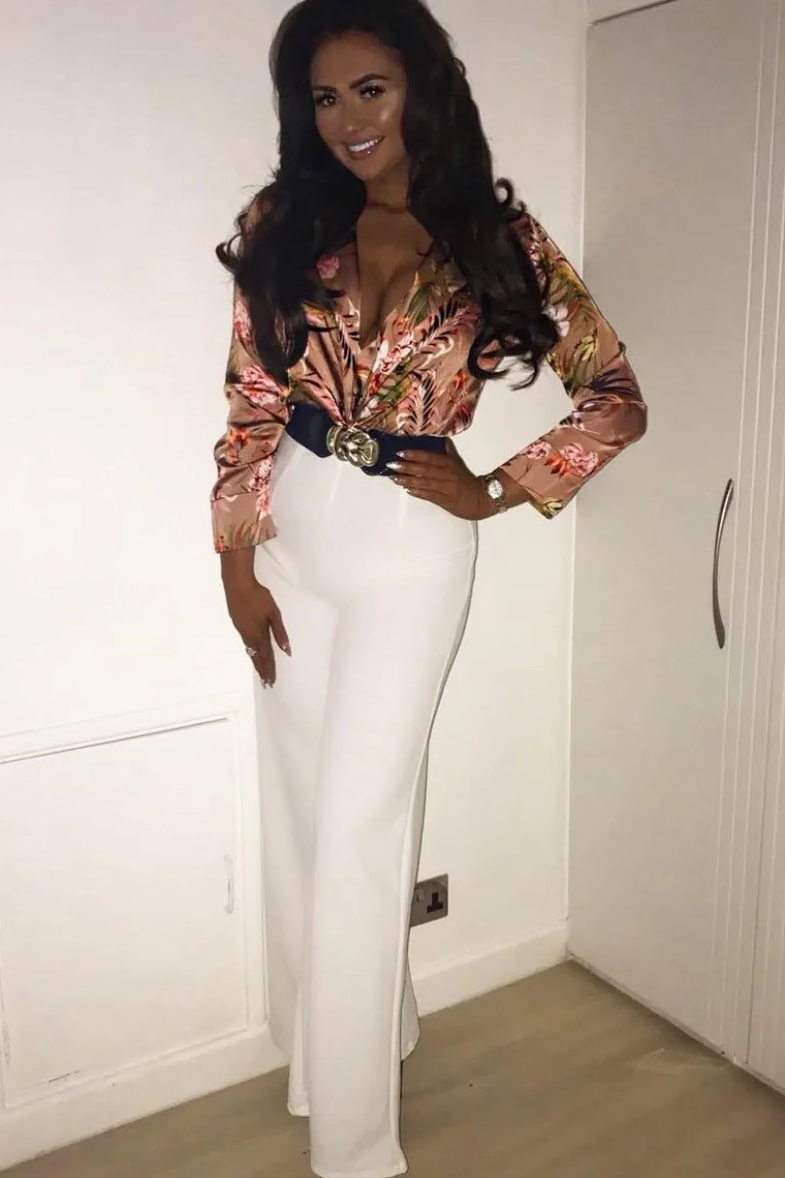 Rebellious Fashion White High Waisted Flare Trousers - Kym