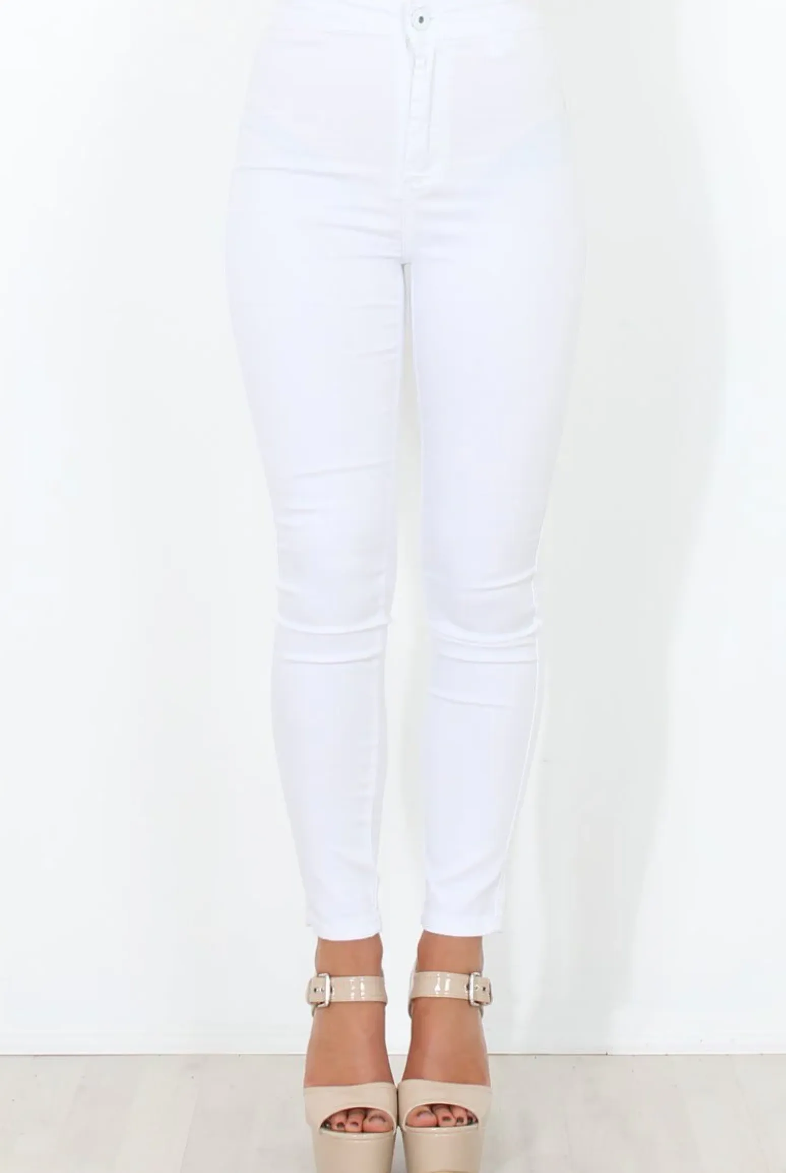 Rebellious Fashion White High Waisted Jeans - Tia